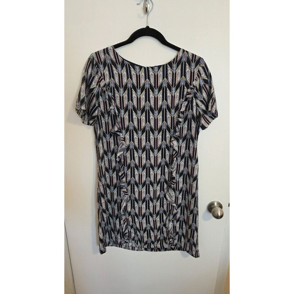 Ethereal By Paper Crane Short Sleeve Dress Small Ruffles NWT Multicolor Rayon